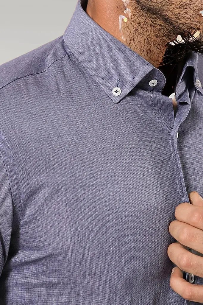 Blue Plain Linen Men's Shirt