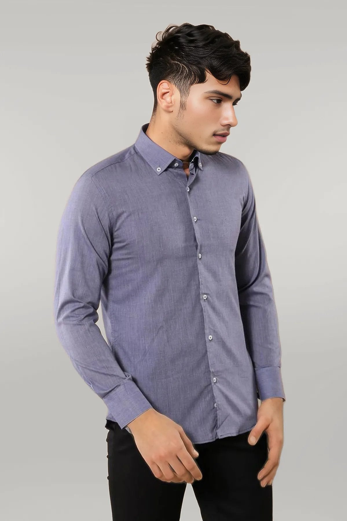 Blue Plain Linen Men's Shirt