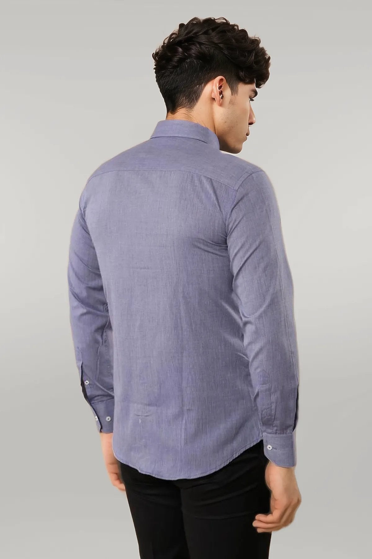 Blue Plain Linen Men's Shirt
