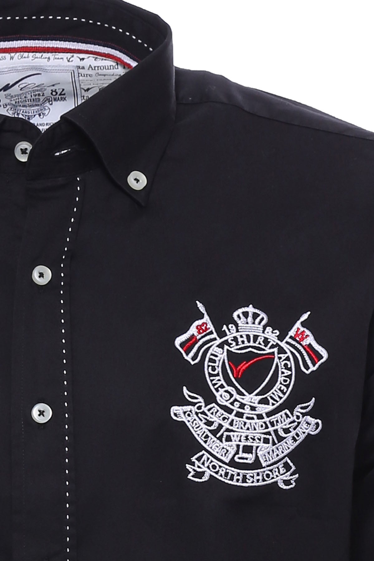 Emblemed Long Sleeve Black Shirt