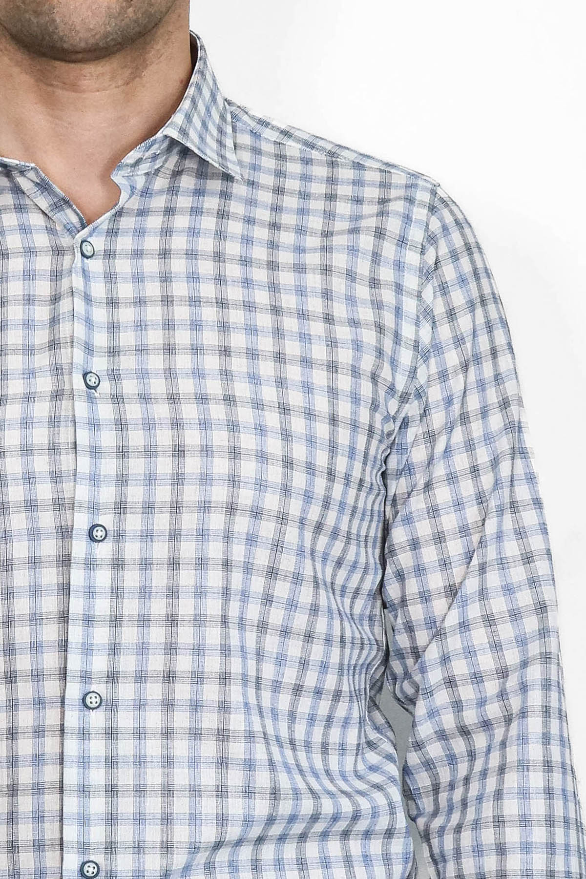 Blue Slim Fit Check Shirt
