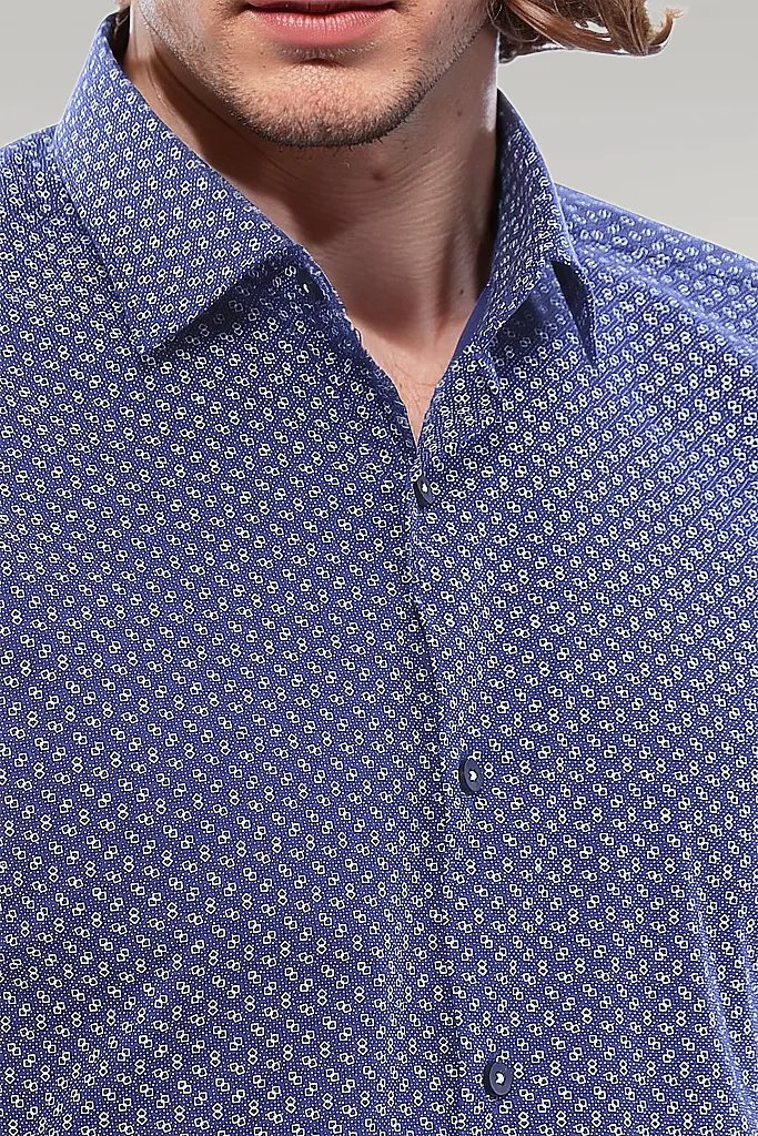 Navy Blue Patterned Shirt