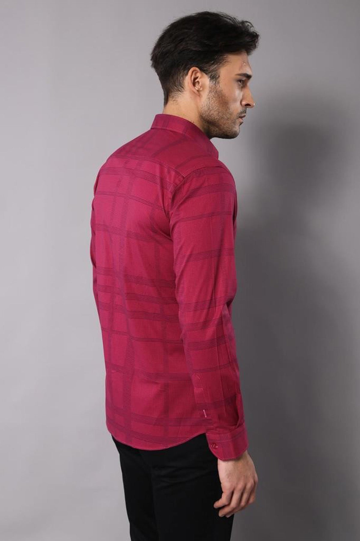 KOALA SYDNEY Patterned Striped Burgundy Shirt-Wessi