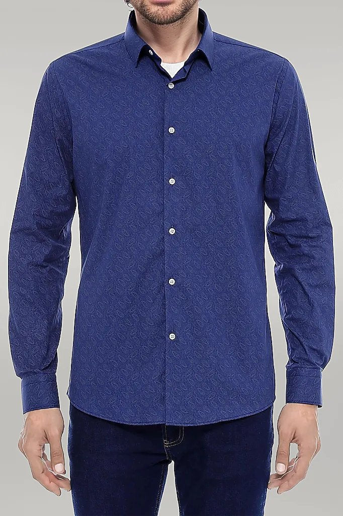 KOALA SYDNEY Navy Blue Floral Patterned Slim Fit Shirt -