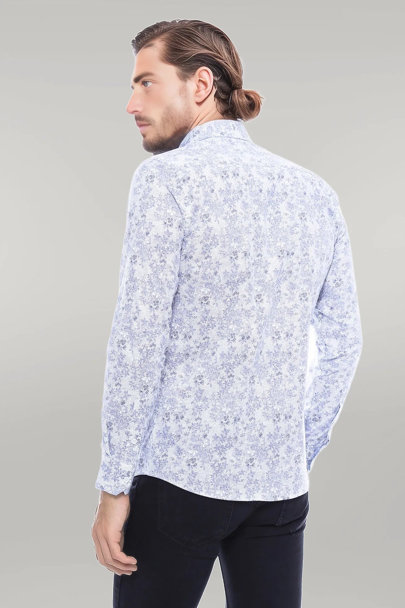 KOALA SYDNEY Grey Flower Patterned Slim Fit Shirt |