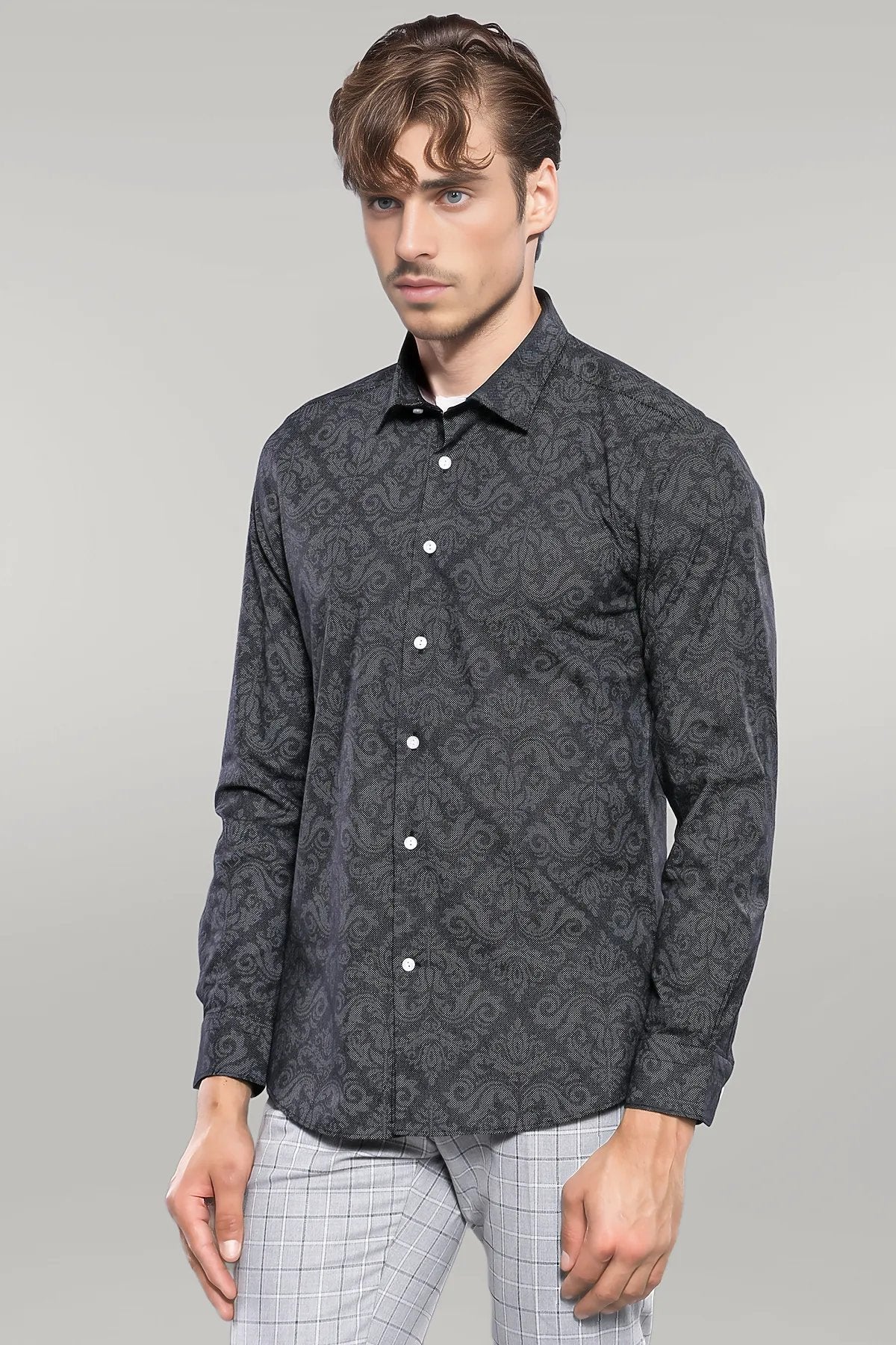 KOALA SYDNEY Patterned Smoked Long Sleeve Shirt |