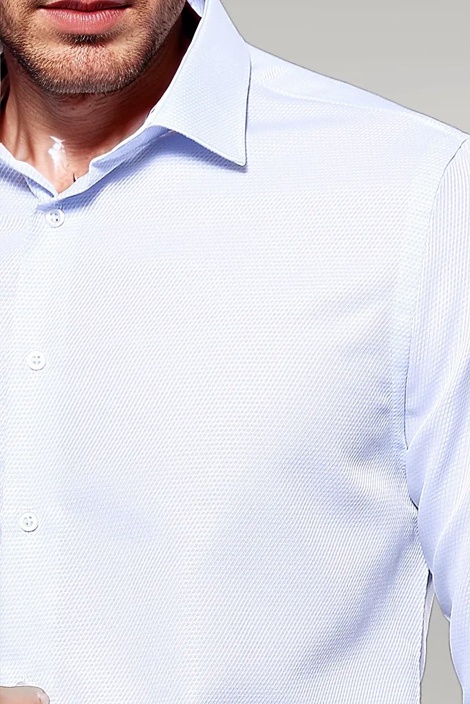 Patterned Casual Baby Blue Shirt