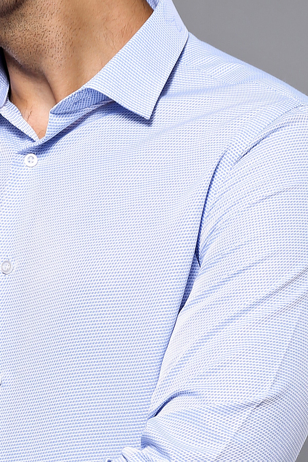 Dot Patterned Casual Blue Shirt | -