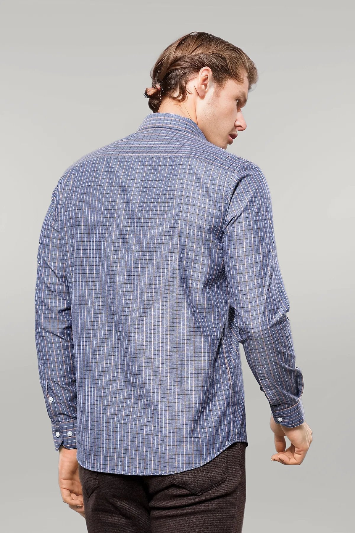 Casual Grey Plaid Shirt