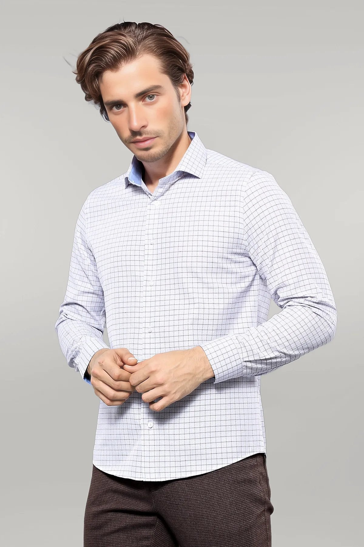 Plaid Blue Men's Shirt
