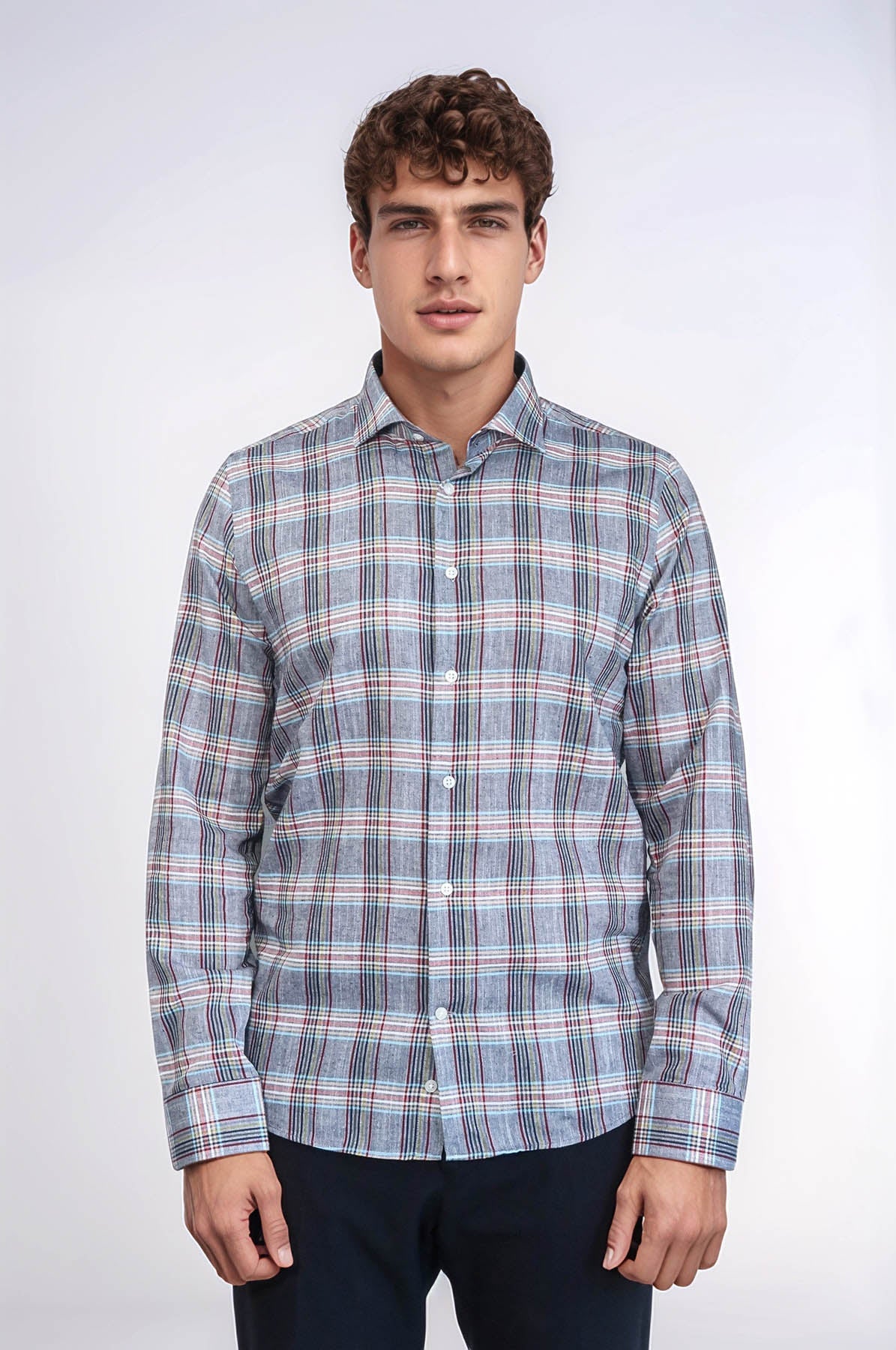 Casual Blue Plaid Shirt