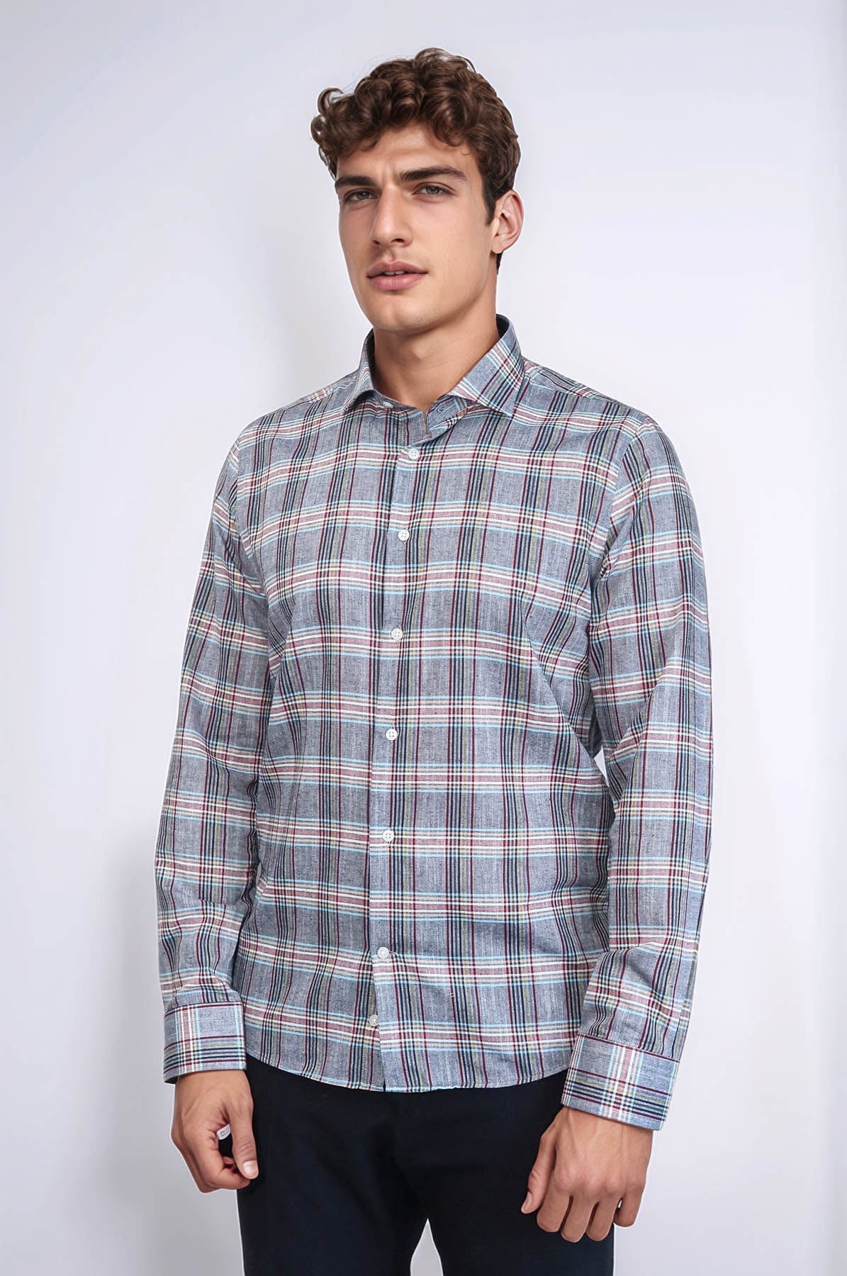 Casual Blue Plaid Shirt