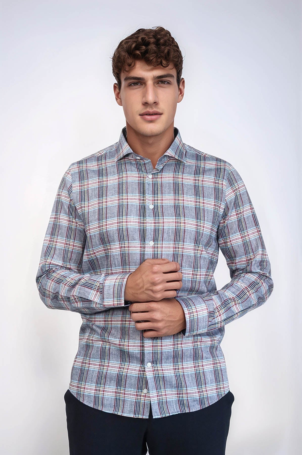 Casual Blue Plaid Shirt