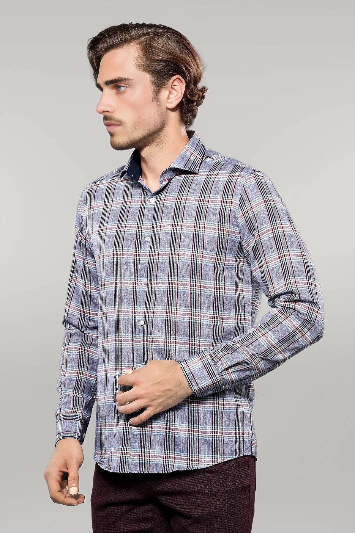 Casual Blue Plaid Shirt -