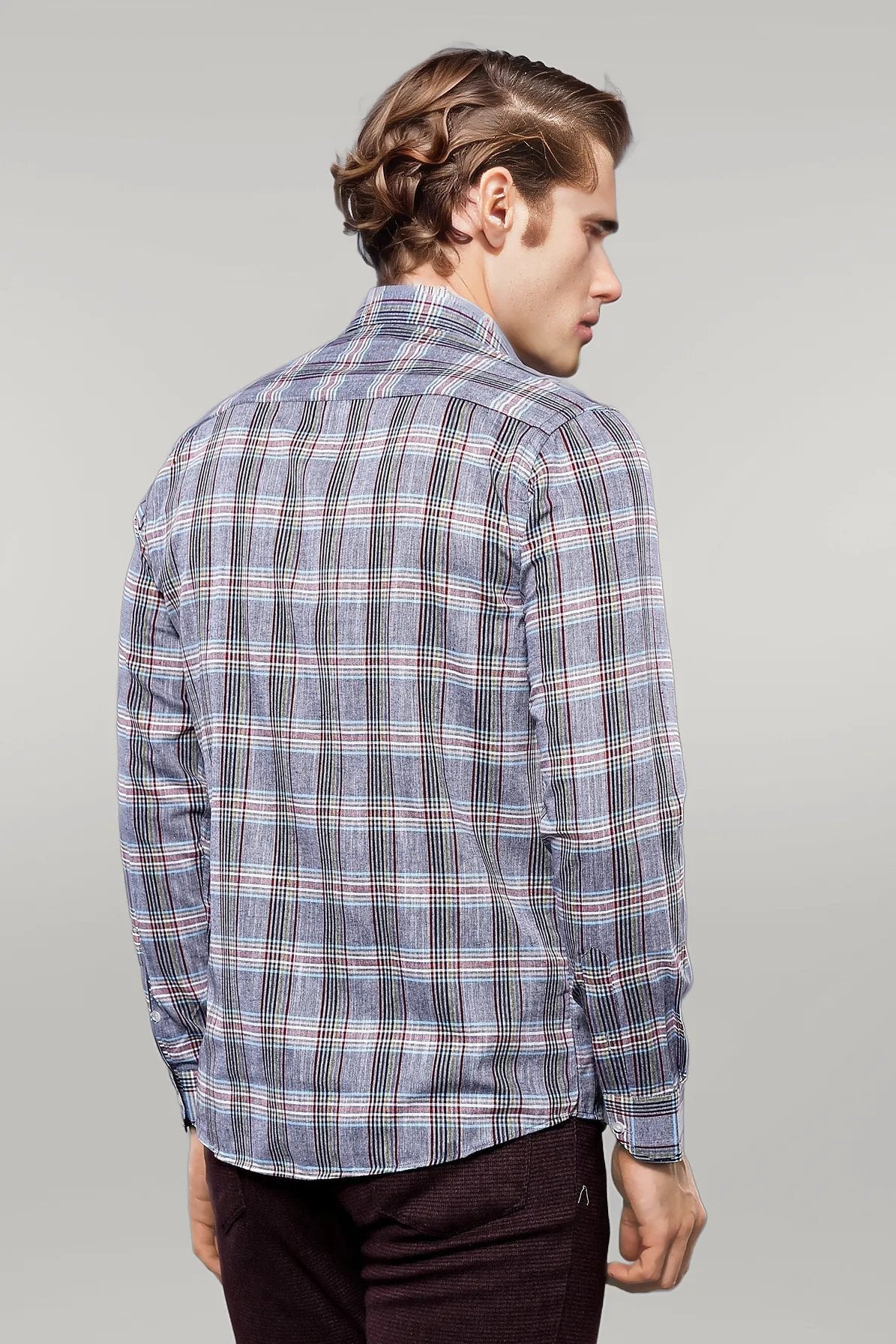 Casual Blue Plaid Shirt -