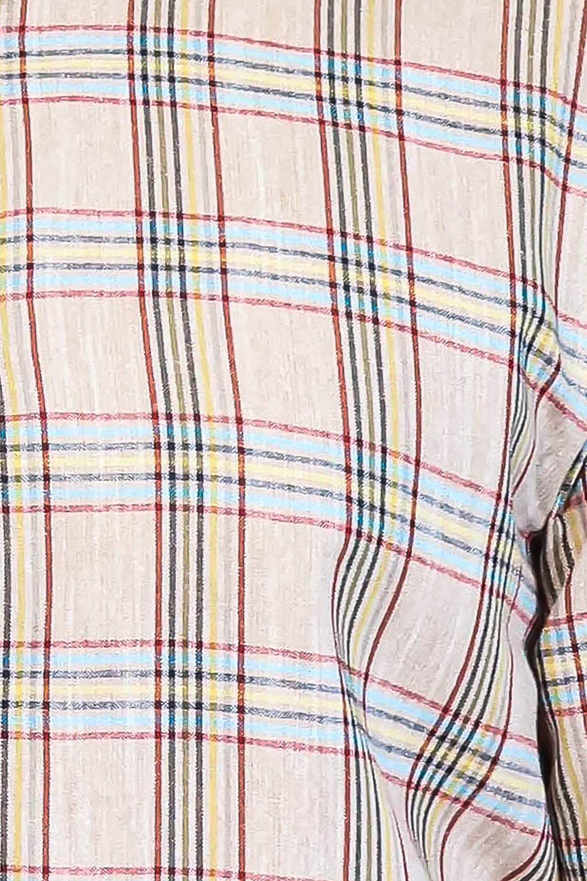 Beige Plaid Slim-Fit Shirt
