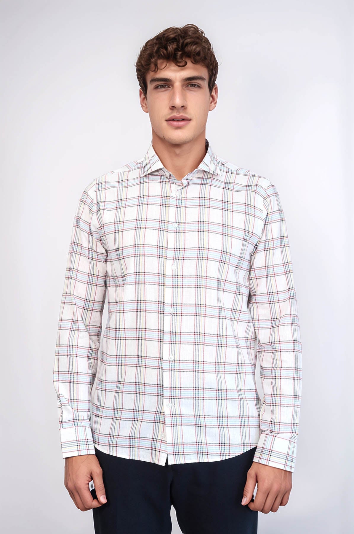 Casual White Plaid Shirt