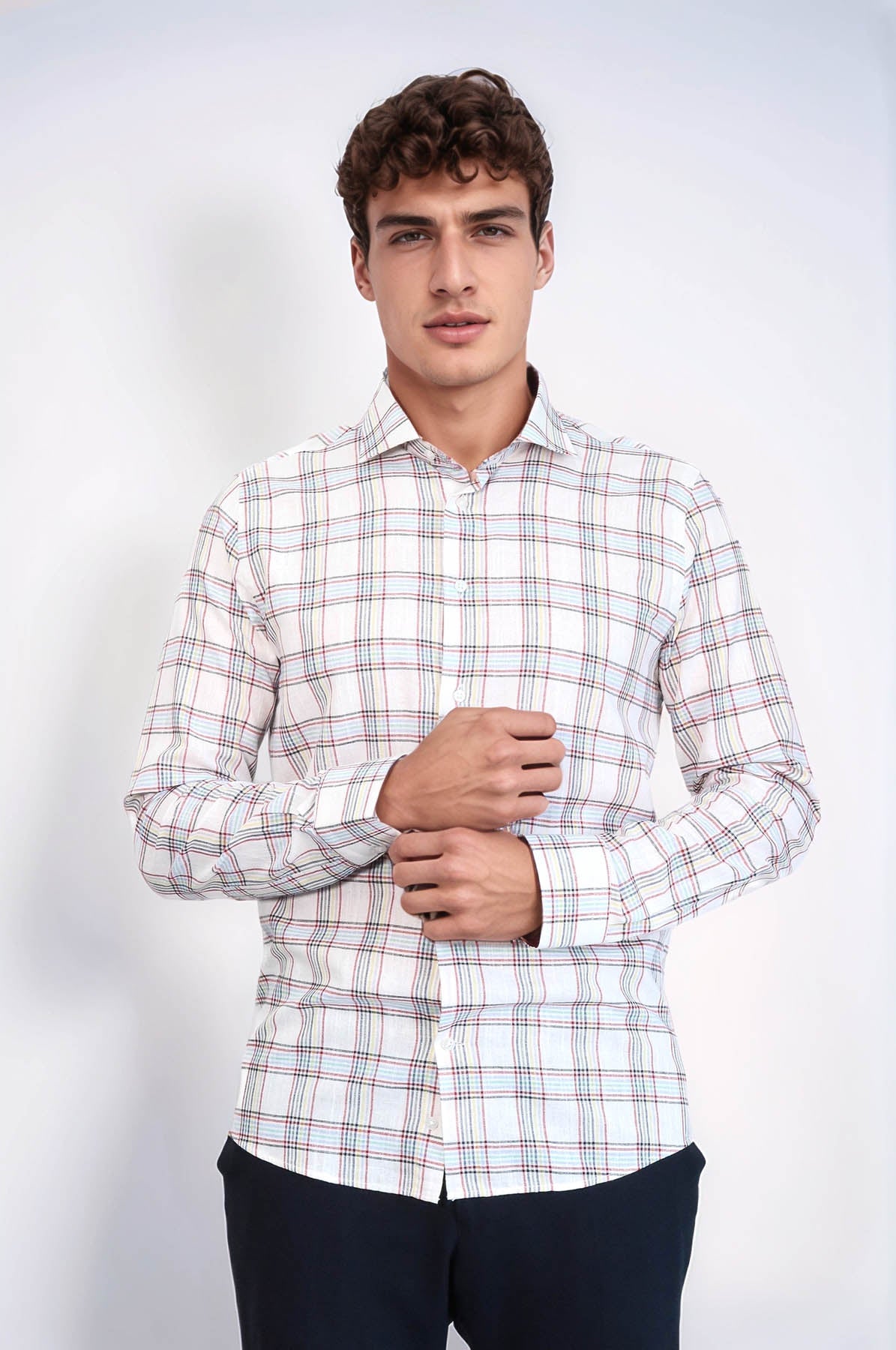 Casual White Plaid Shirt