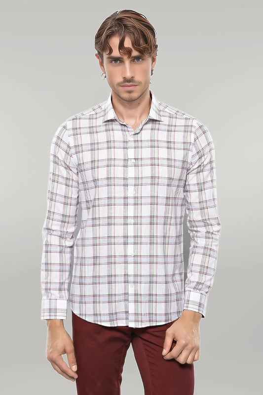 Casual White Plaid Shirt |