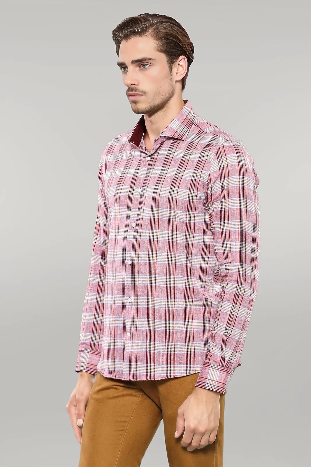 KOALA SYDNEY Burgundy Casual Plaid Shirt |