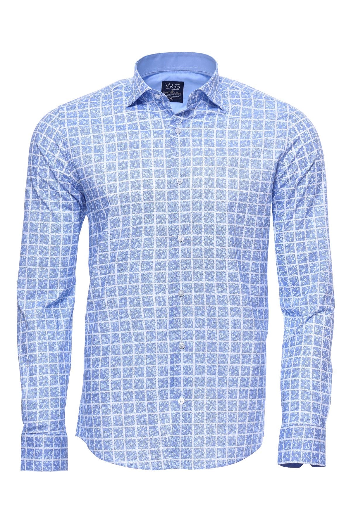 Patterned Plaid Light Blue Shirt