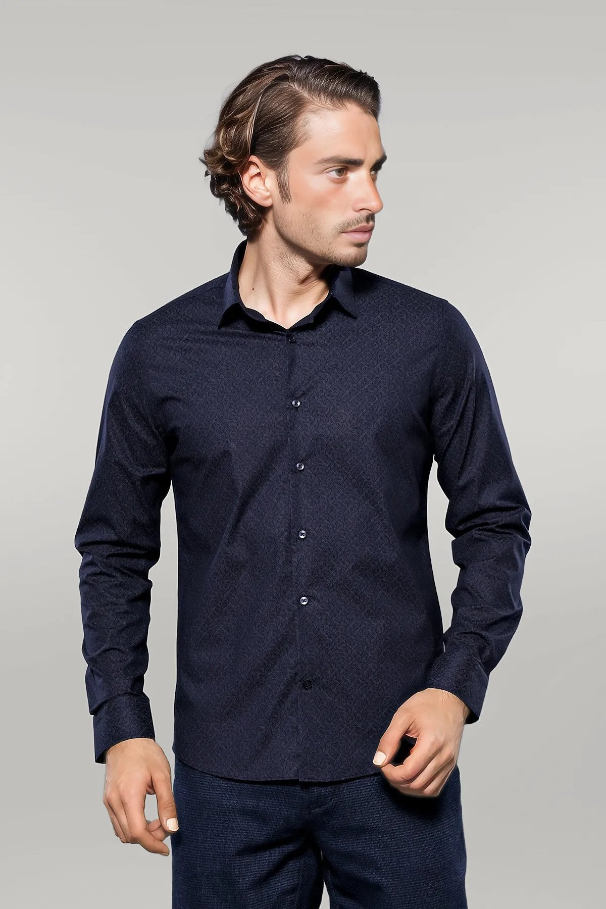 KOALA SYDNEY Patterned Navy Blue Men's Shirt |