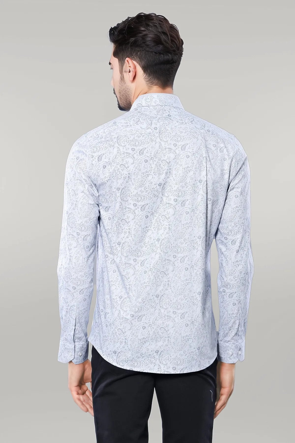 Patterned Men's White Shirt