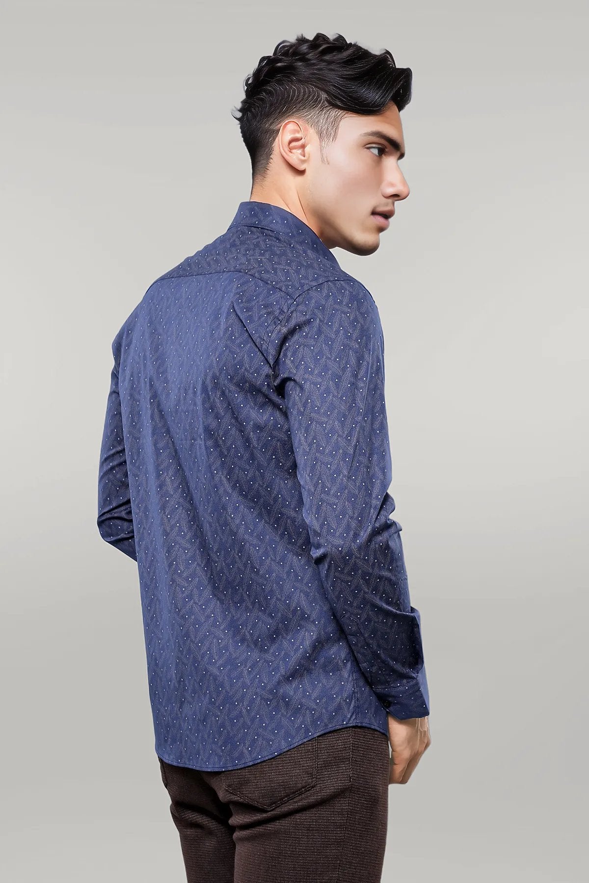 KOALA SYDNEY Dot-Patterned Navy Blue Shirt |