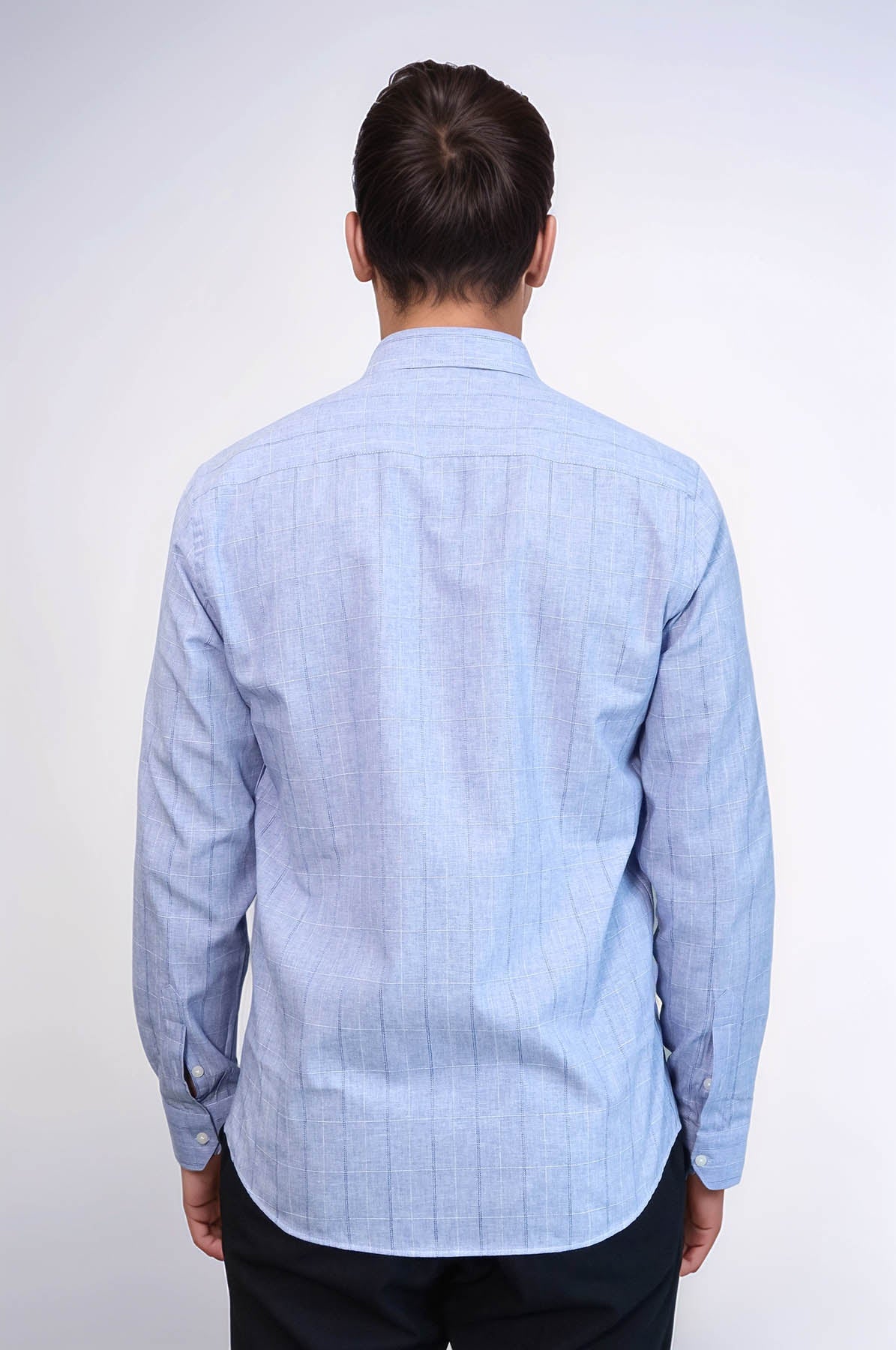 Checked Long Sleeve Blue Shirt