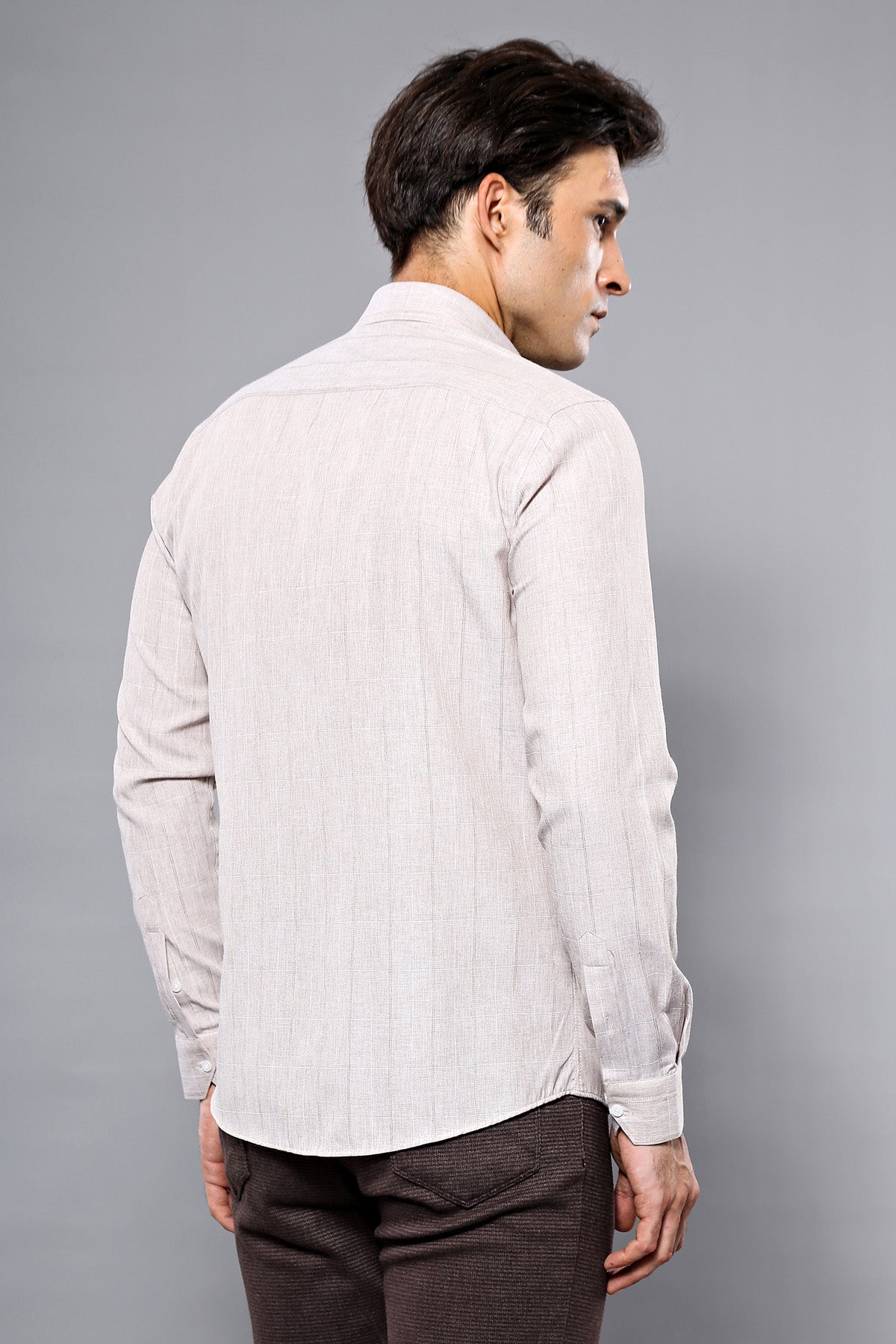 Plaid Beige Slim-Fit Shirt