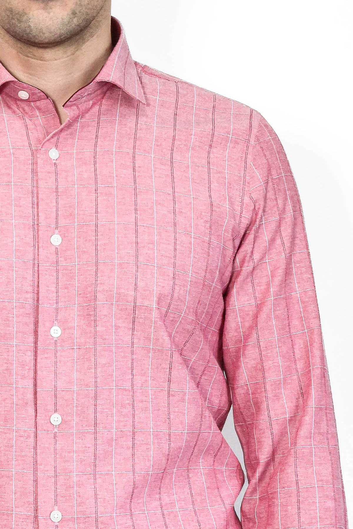 Checked Light Burgundy Men's Shirt