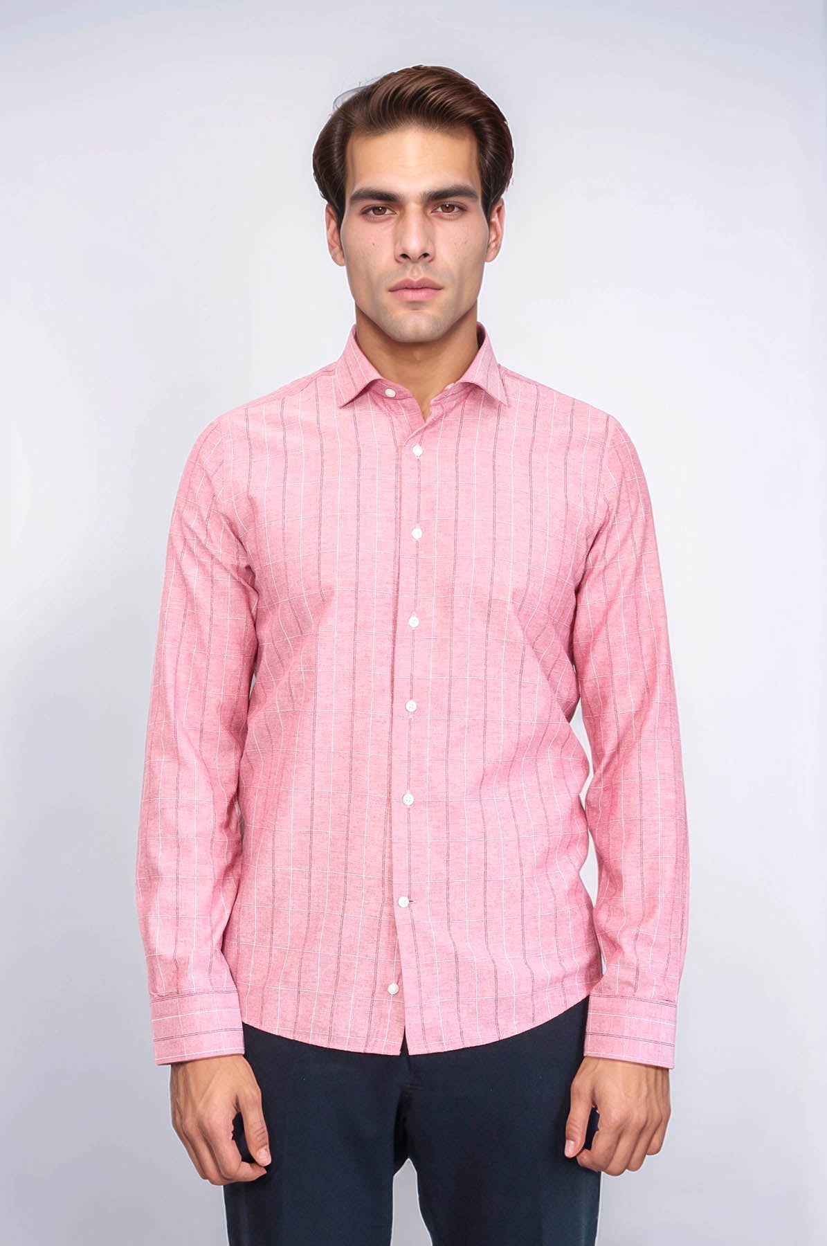Checked Light Burgundy Men's Shirt