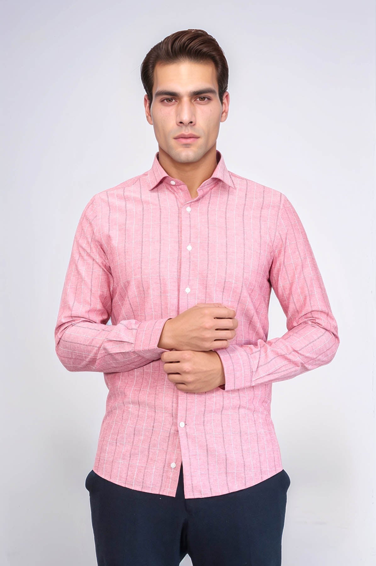 Checked Light Burgundy Men's Shirt