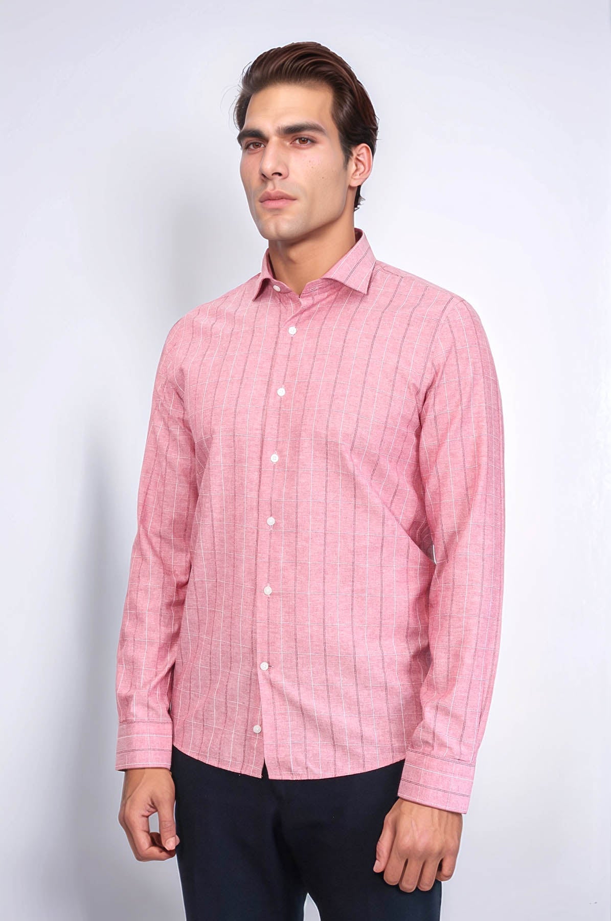 Checked Light Burgundy Men's Shirt