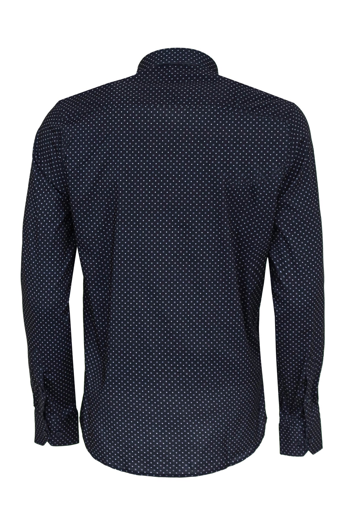 Patterned Slim Fit Navy Blue Men Shirt -