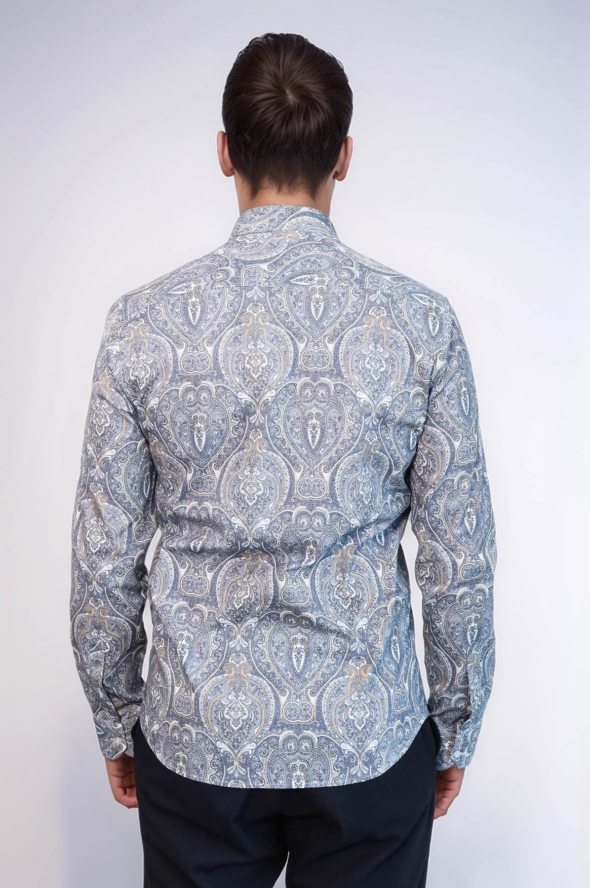 KOALA SYDNEY Damask Pattern Blue Slim Fit Shirt
