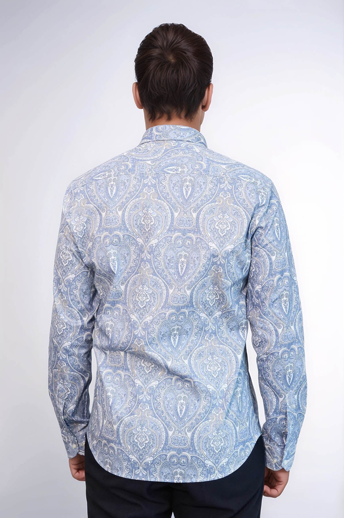 KOALA SYDNEY Blue Damask Pattern Slim Fit Shirt
