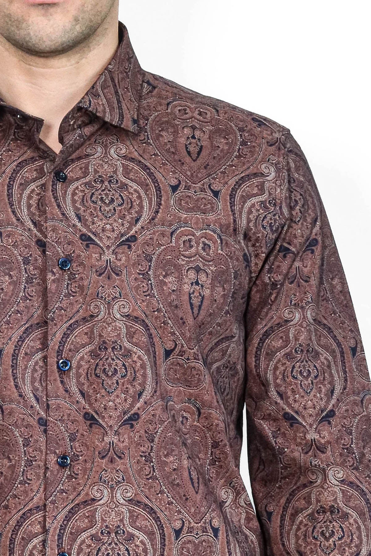 Brown Patterned Slim Fit Men's Shirt - Wessi