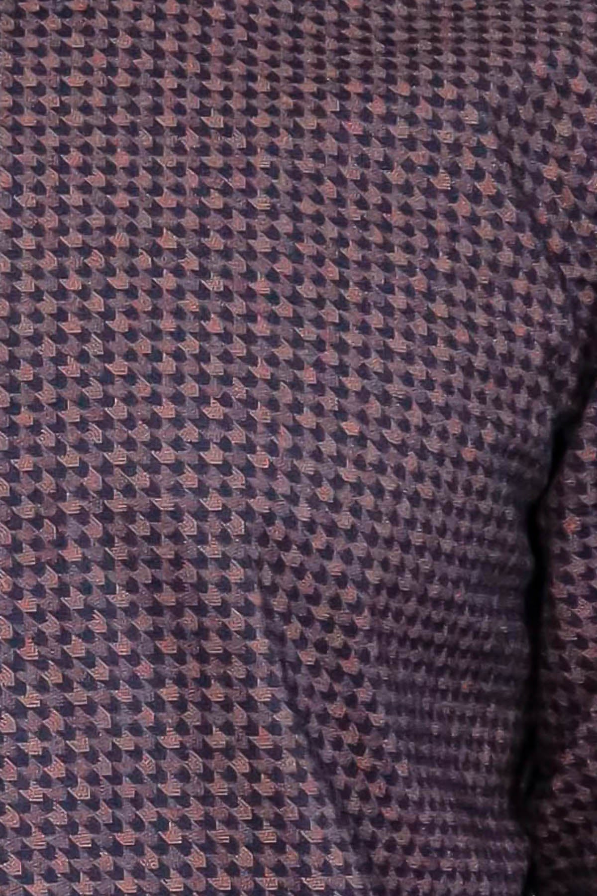 Houndstooth Pattern Slim Fit Brown Men Shirt