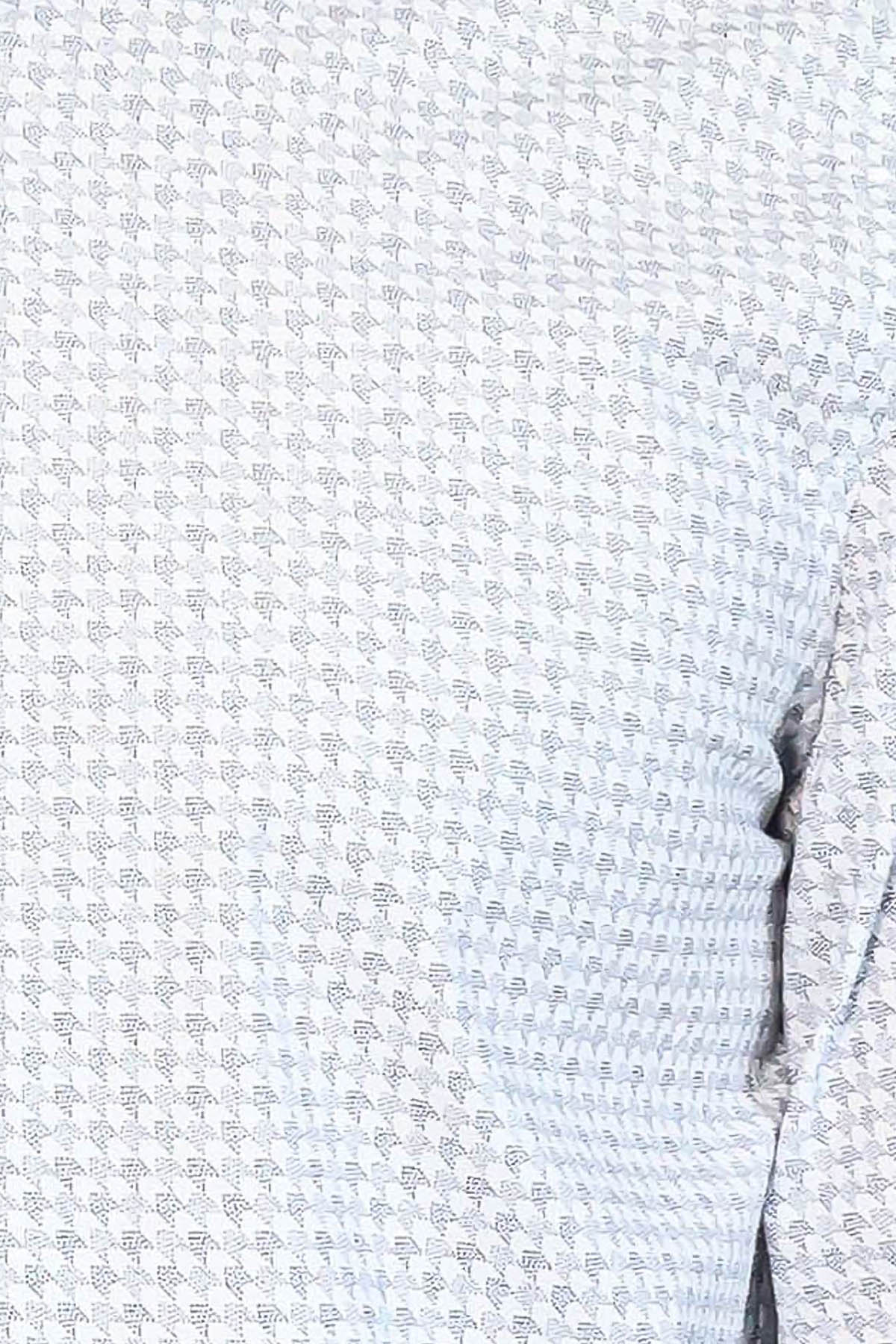 Houndstooth Pattern Slim Fit White Men Shirt - Wessi