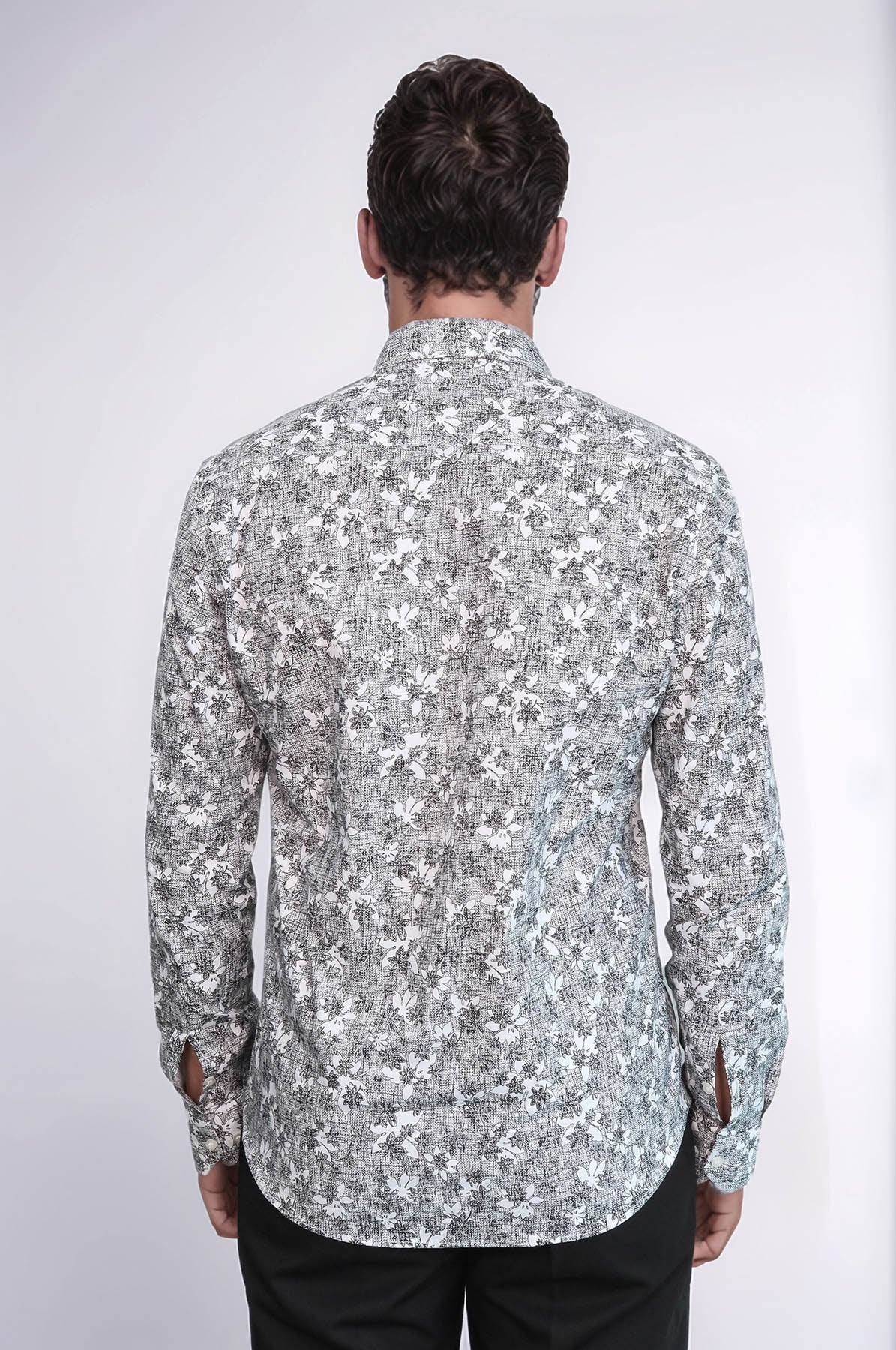 KOALA SYDNEY Bloom Patterned Dark Slim Fit Grey Men Shirt