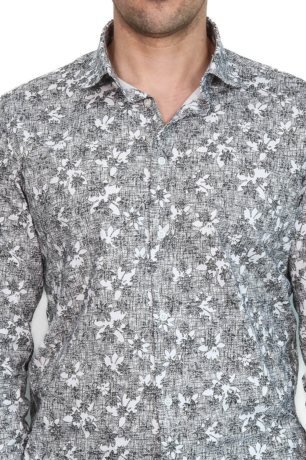KOALA SYDNEY Bloom Patterned Dark Slim Fit Grey Men Shirt
