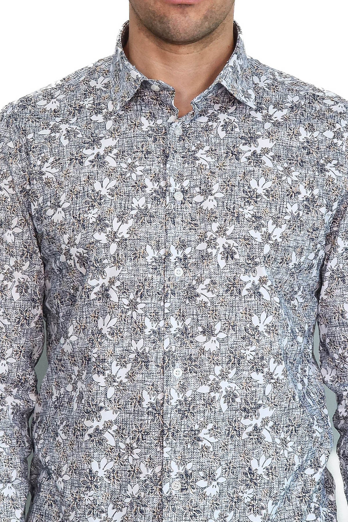 KOALA SYDNEY Bloom Patterned Grey Slim Fit Shirt -
