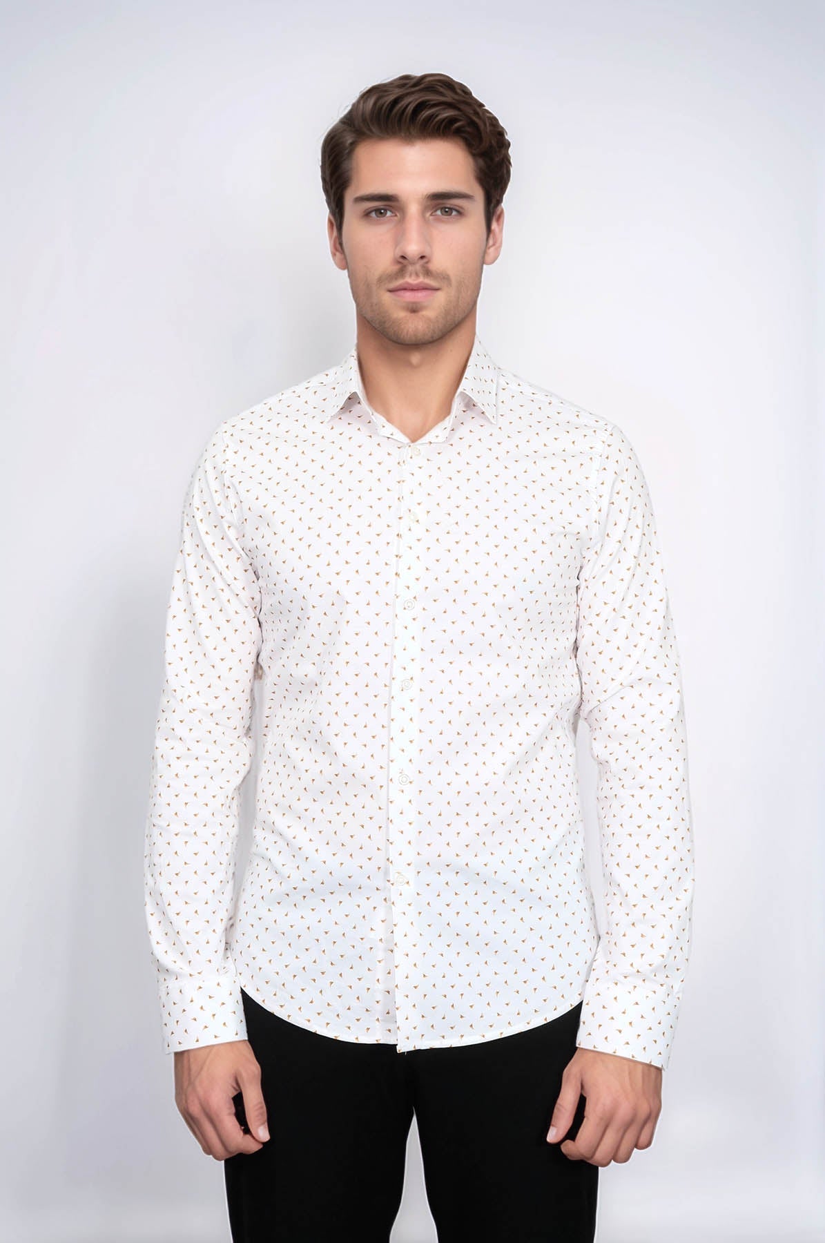 KOALA SYDNEY Minimal Golden Print White Men's Shirt