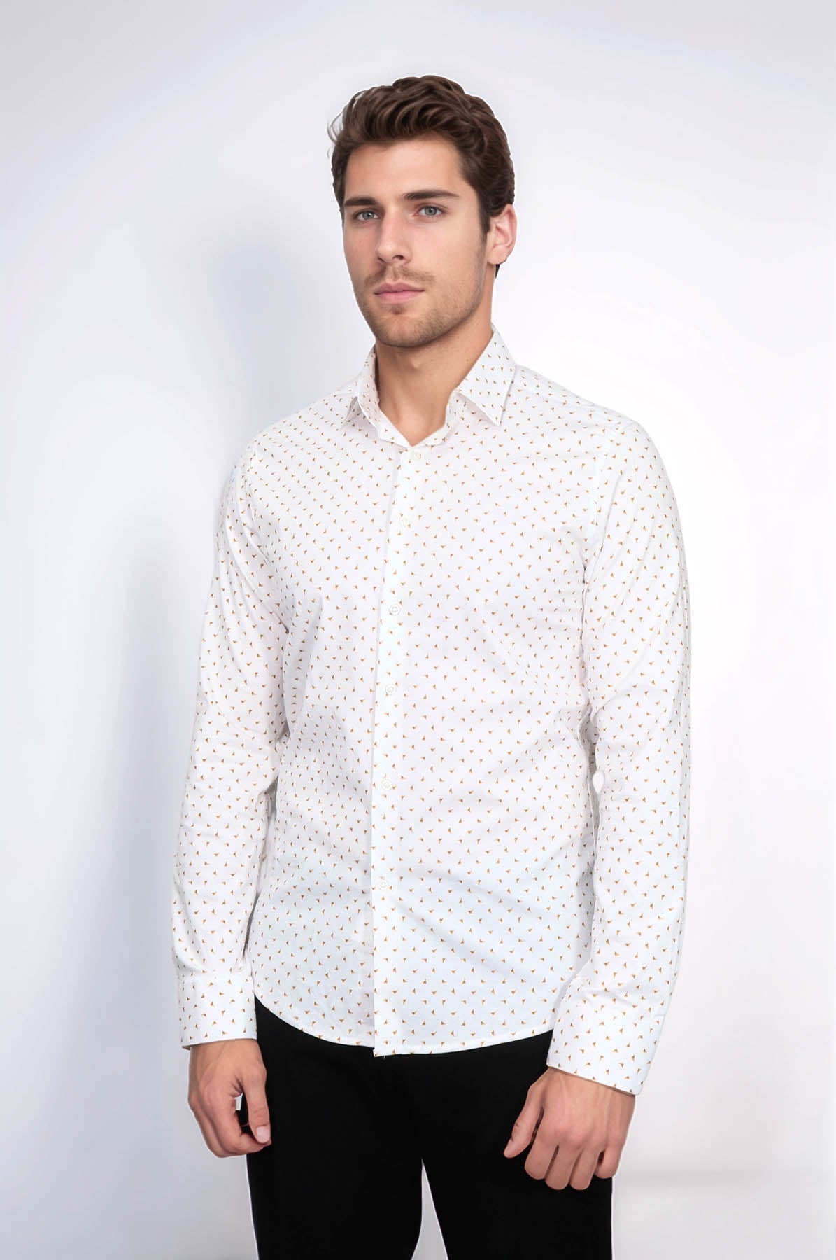KOALA SYDNEY Minimal Golden Print White Men's Shirt