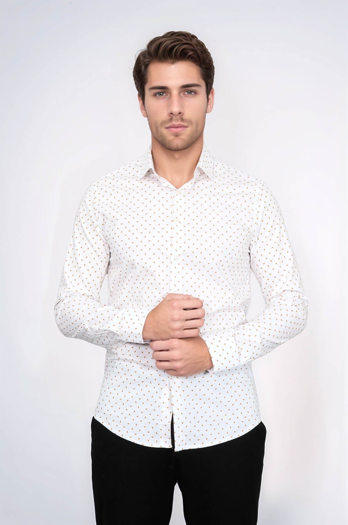 KOALA SYDNEY Minimal Golden Print White Men's Shirt