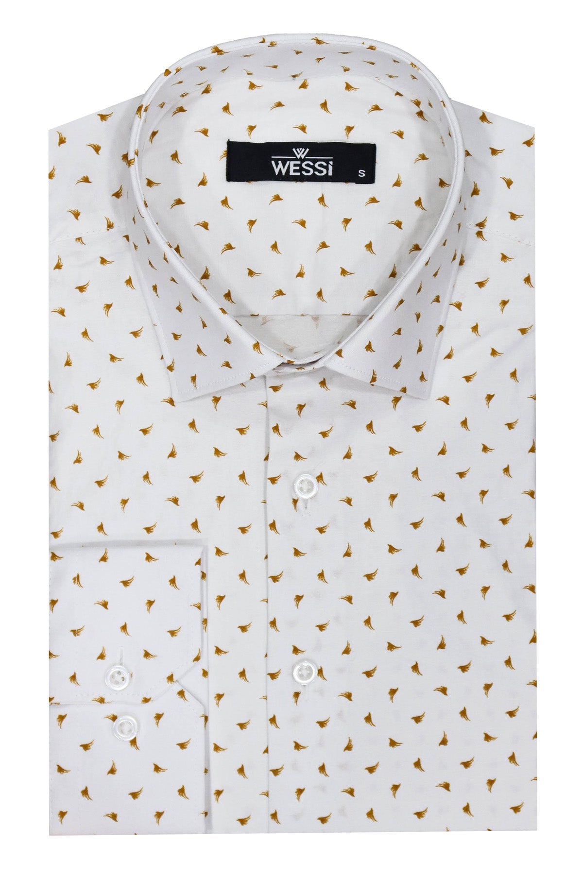 Minimal Golden Print White Men's Shirt -