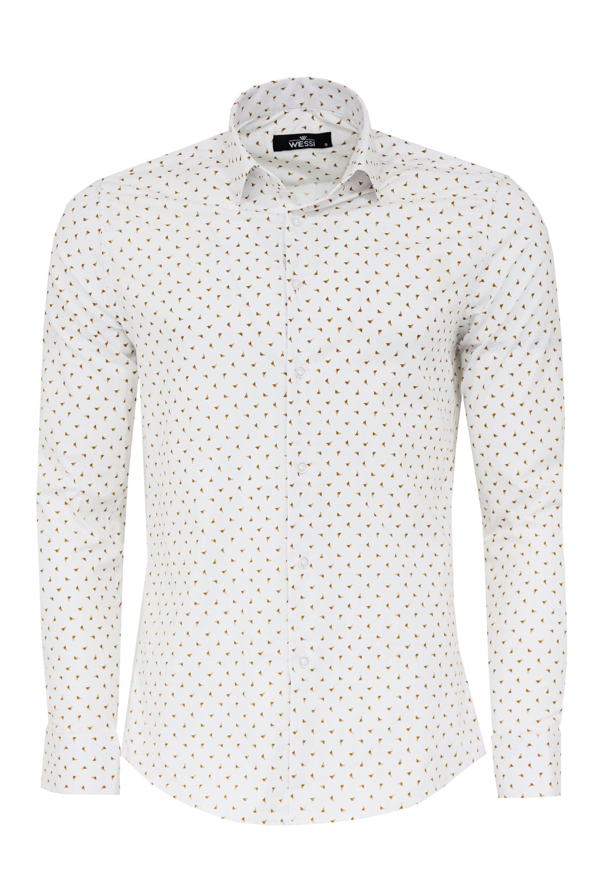 Minimal Golden Print White Men's Shirt -
