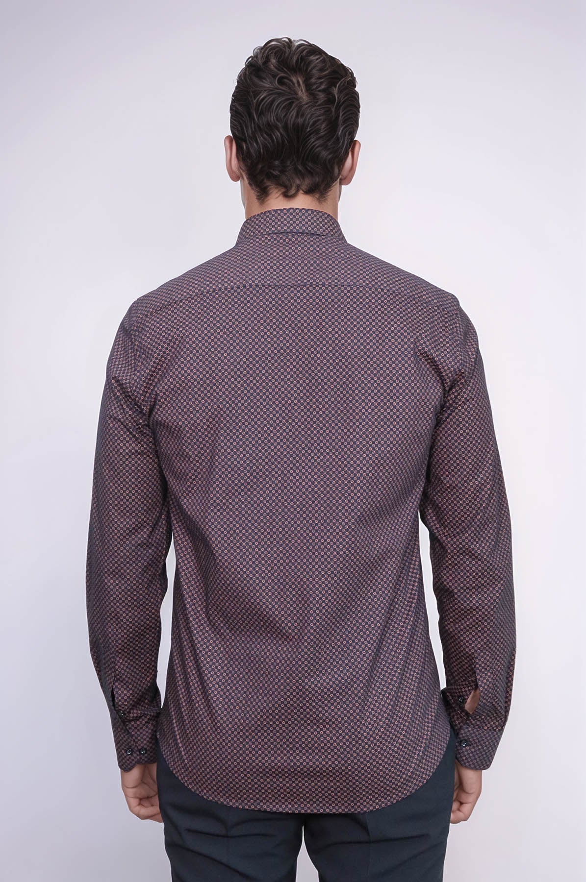 KOALA SYDNEY Brown Tiny Check Patterned Slim Fit Shirt