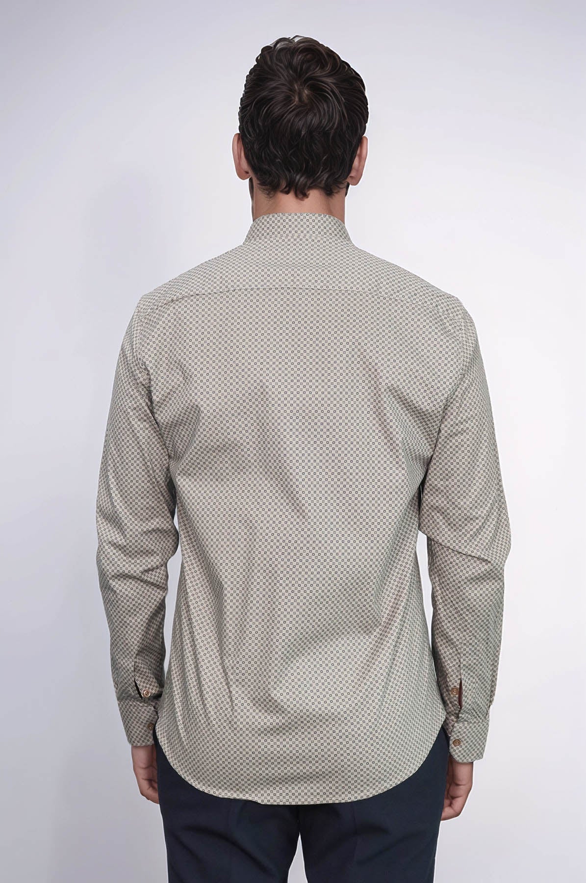 Tiny Check Patterned Slim Fit Light Brown Men Shirt -